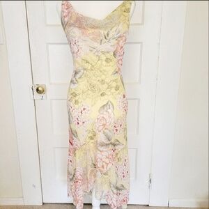 Vintage draped lemon-yellow dress